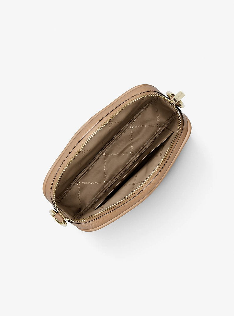 Jet Set Small Signature Logo Camera Crossbody Bag - Camel 2