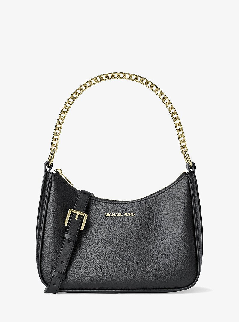 Michael Kors Jet Set Large Pebbled Leather Convertible Crossbody - Black