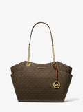Michael Kors Jet Set Large Signature Logo Shoulder Bag - Brown
