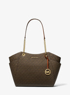 Michael Kors Jet Set Large Signature Logo Shoulder Bag - Brown