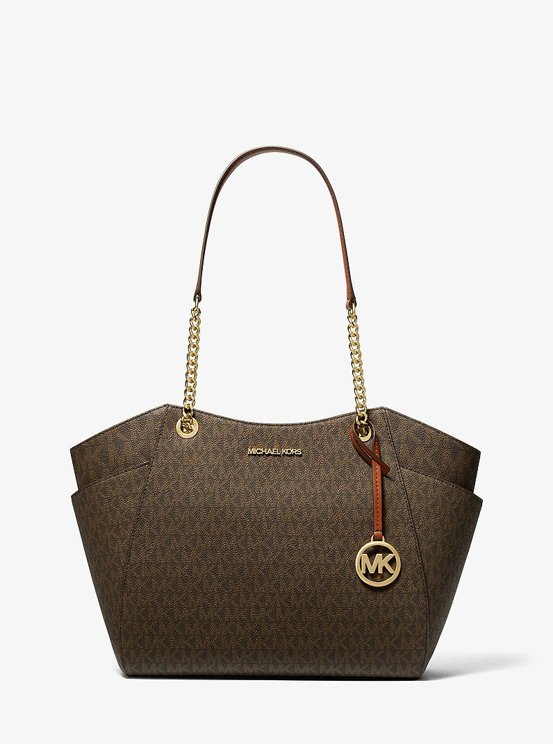 Michael Kors Jet Set Large Signature Logo Shoulder Bag - Brown
