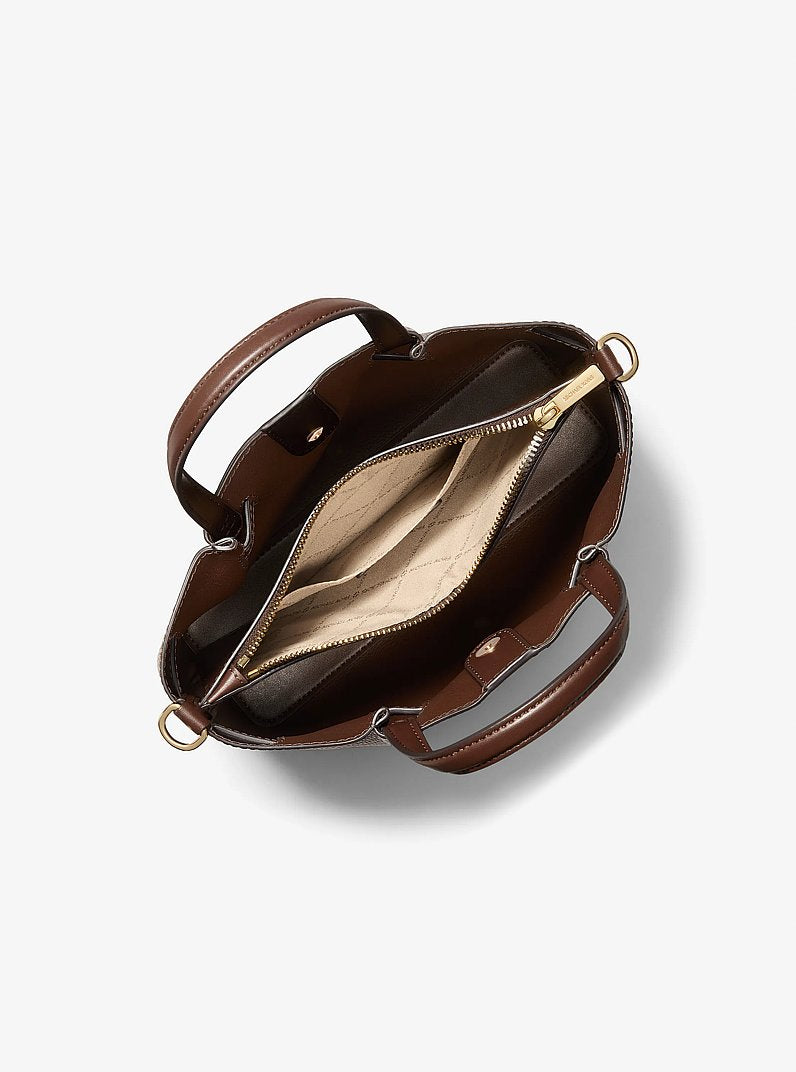 Carson Small Pebbled Leather Satchel - Nutmeg 2