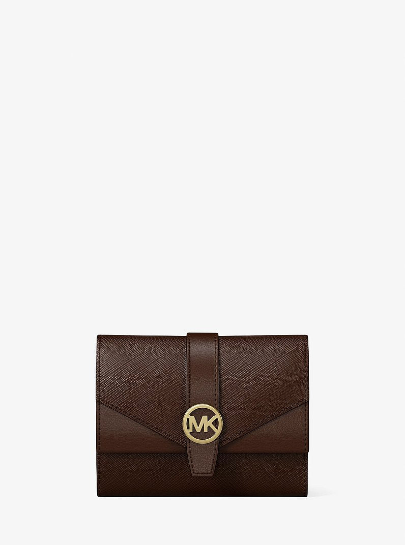 Michael Kors Greenwich Medium Saffiano Leather Trifold Wallet - Nutmeg