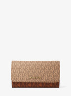 Michael Kors Jet Set Large Signature Logo Tri-Fold Wallet - Camel Multi