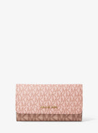 Michael Kors Jet Set Large Signature Logo Tri-Fold Wallet - Powder Blush Multi