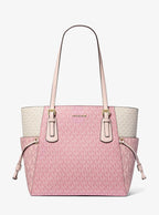 Michael Kors Voyager Large Color-Block Signature Logo Tote Bag - Powder Blush Multi