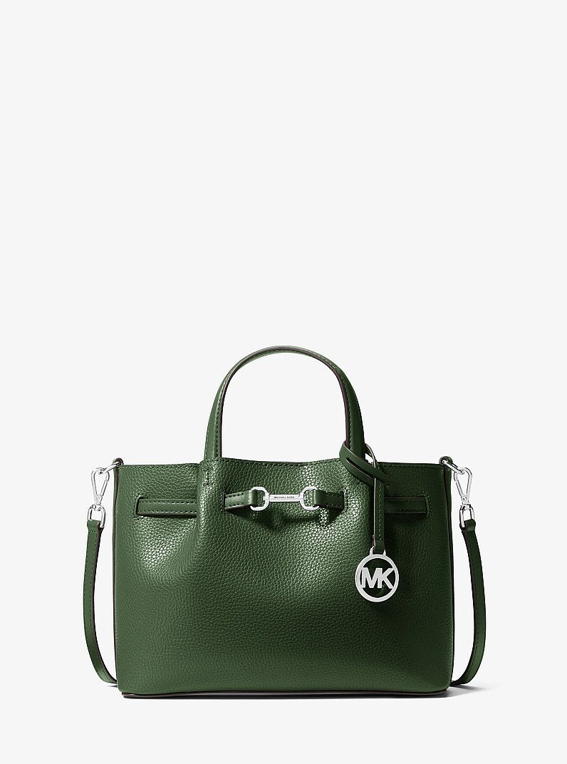 Carson Small Pebbled Leather Satchel - Amazon Green