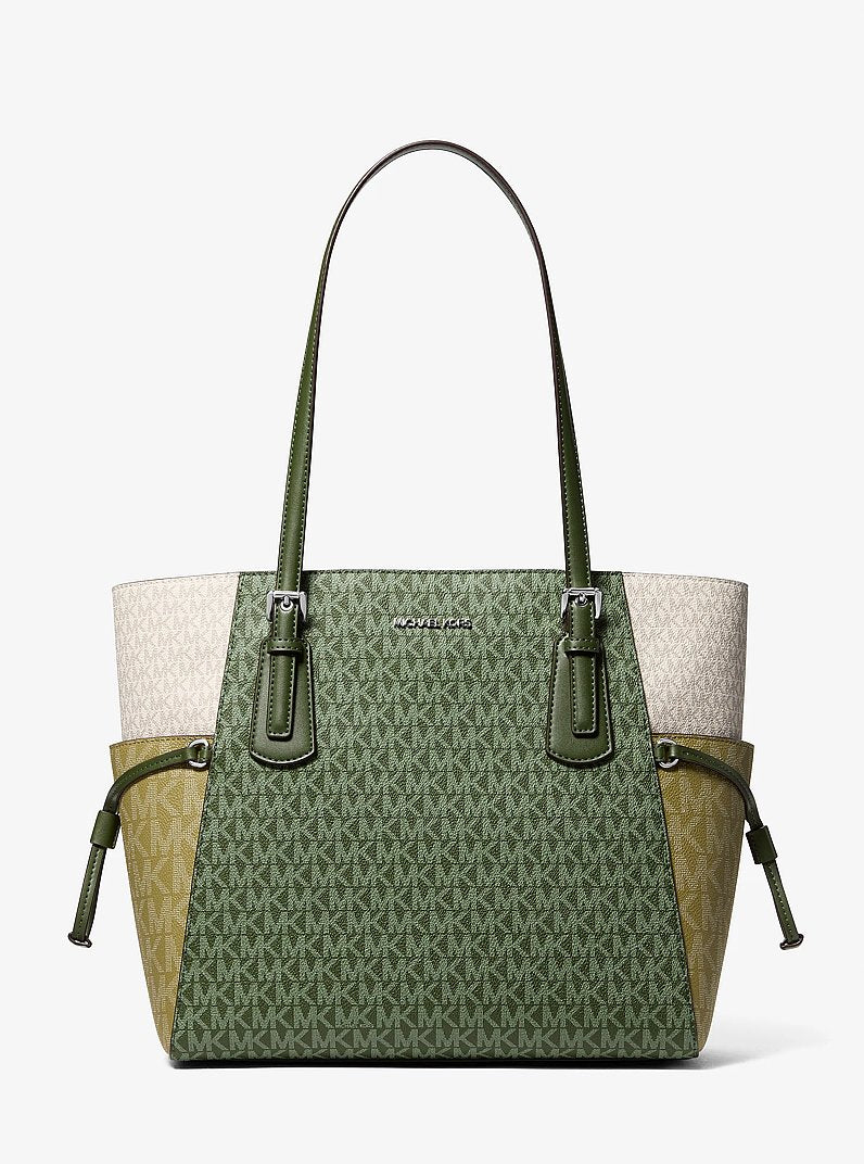 Michael Kors Voyager Large Color-Block Signature Logo Tote Bag