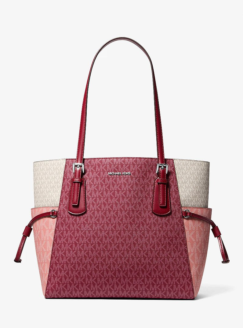 Michael Kors Voyager Large Color-Block Signature Logo Tote Bag