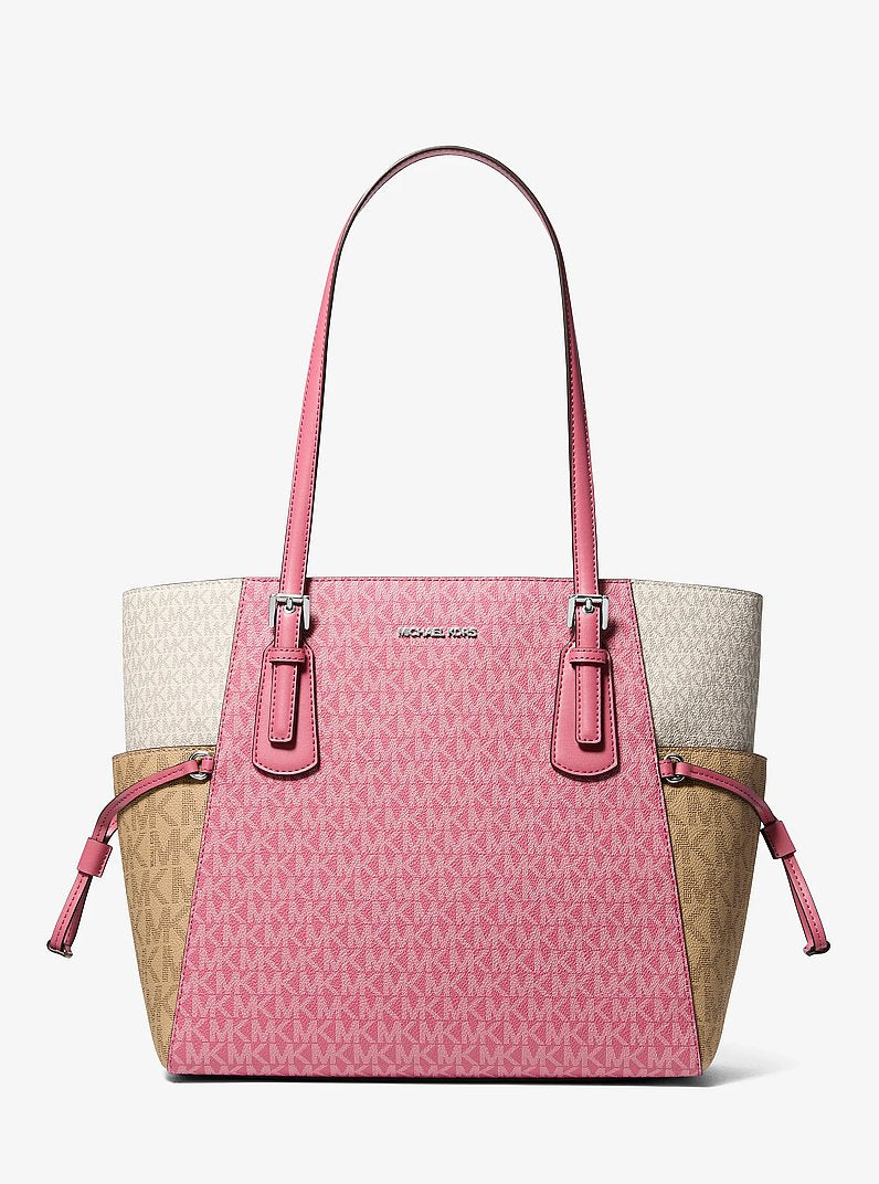 Michael Kors Voyager Large Color-Block Signature Logo Tote Bag