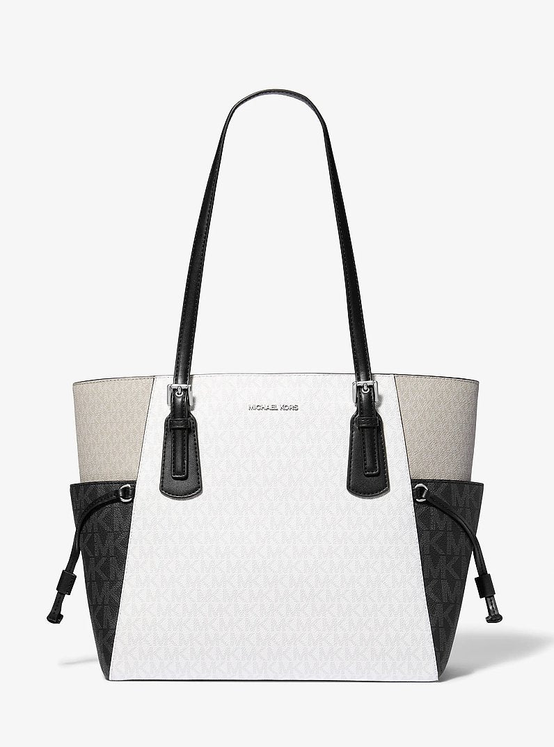 Michael Kors Voyager Large Color-Block Signature Logo Tote Bag