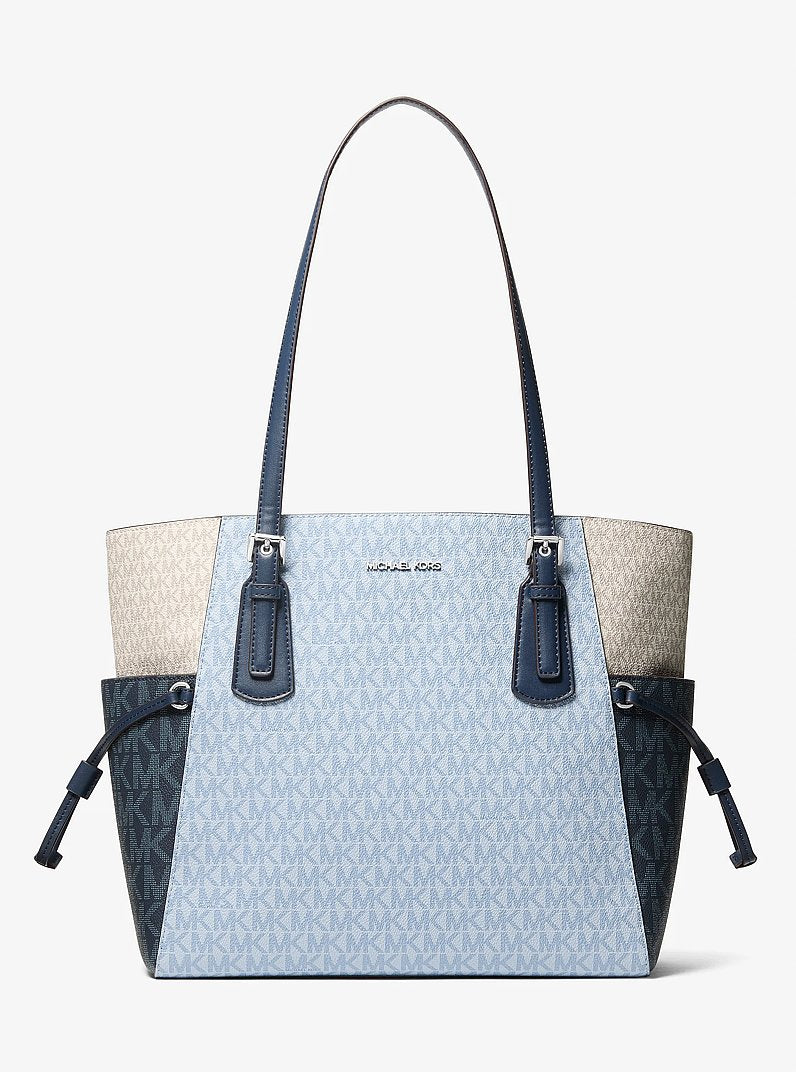 Michael Kors Voyager Large Color-Block Signature Logo Tote Bag