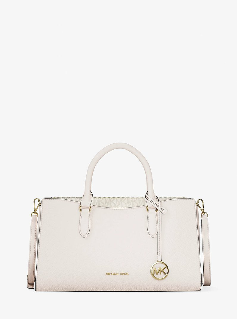 Arden Medium Top-Zip Satchel - Leather / Lt Cream