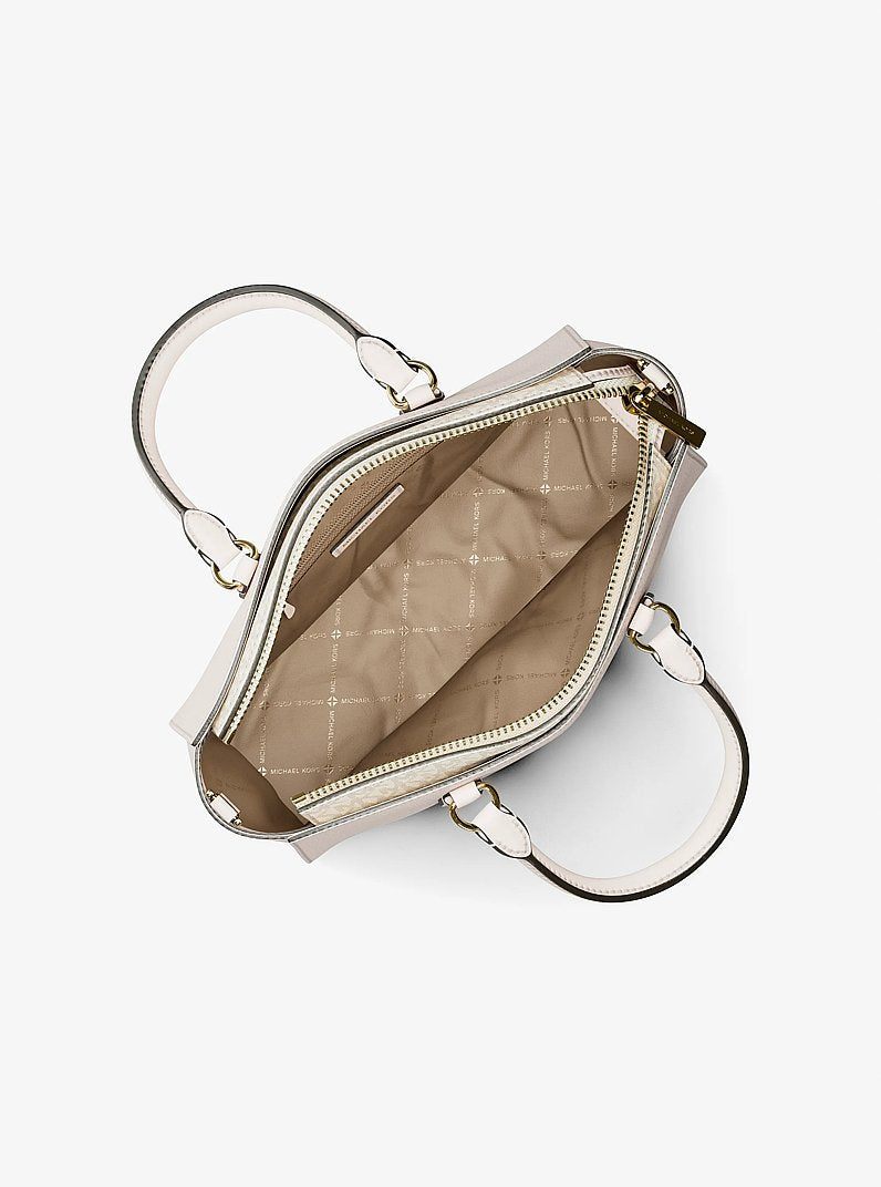 Arden Medium Top-Zip Satchel - Leather / Lt Cream (view 2)
