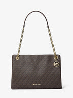 Michael Kors Christina Medium Signature Logo Messenger Bag - Brown