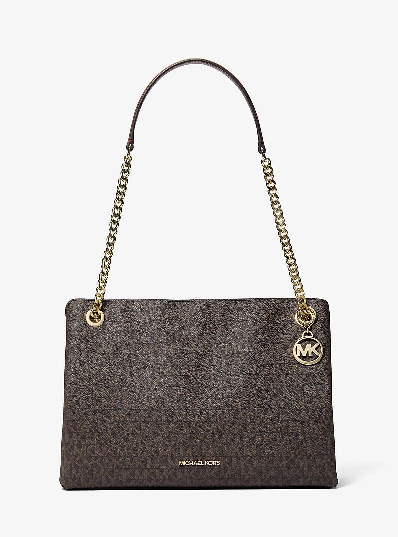 Michael Kors Christina Medium Signature Logo Messenger Bag - Brown