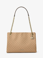 Michael Kors Christina Medium Signature Logo Messenger Bag - Camel