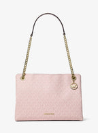 Michael Kors Christina Medium Signature Logo Messenger Bag - Powder Blush