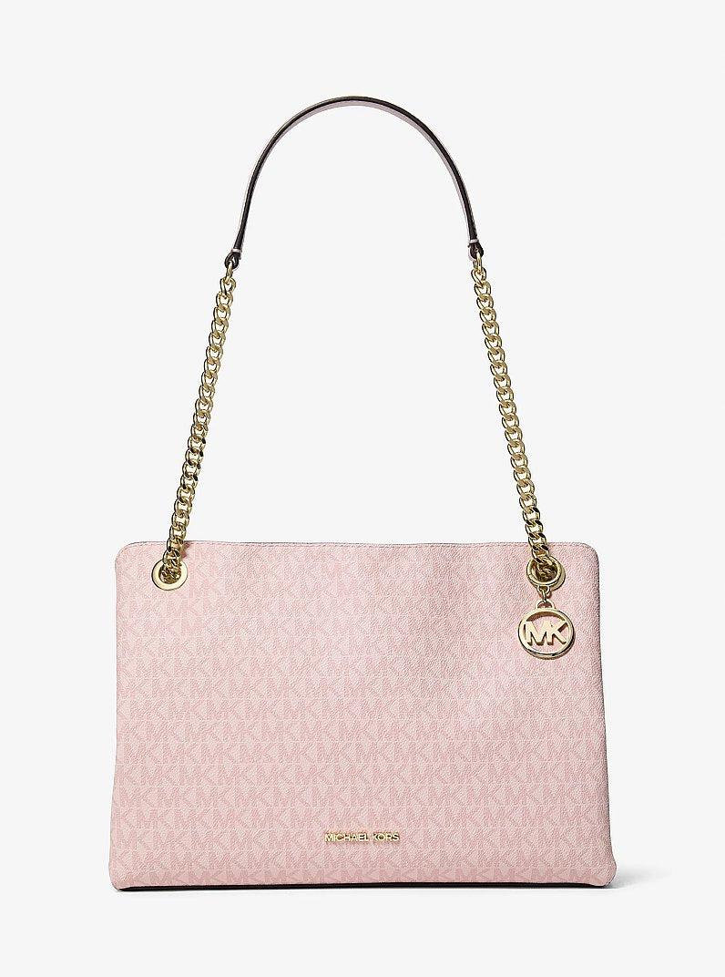 Michael Kors Christina Medium Signature Logo Messenger Bag - Powder Blush