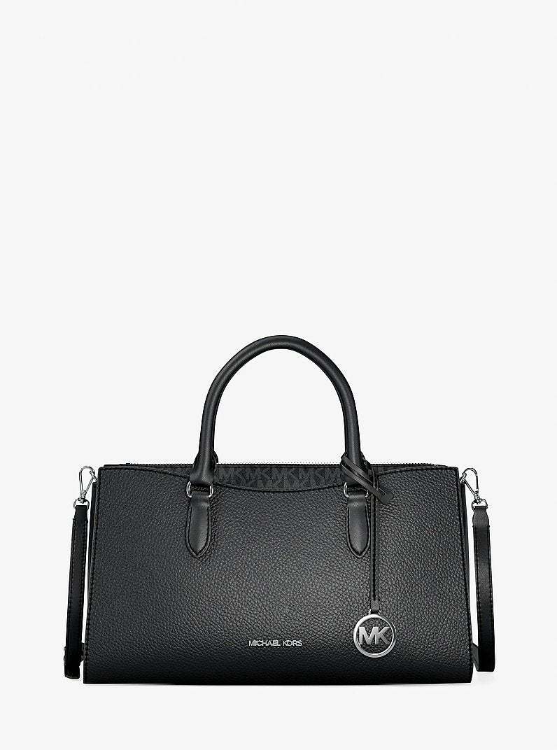 Arden Medium Top-Zip Satchel - Pebbled Leather / Black