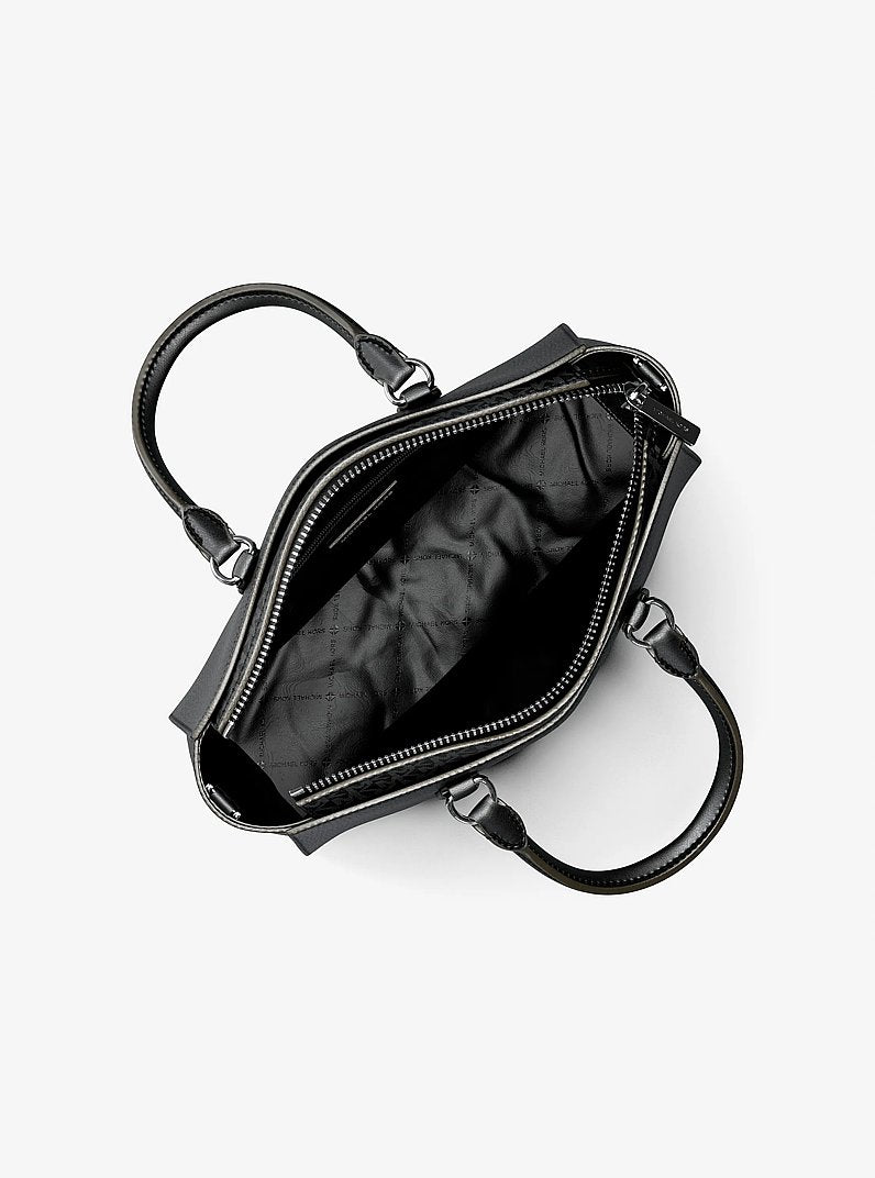 Arden Medium Top-Zip Satchel - Pebbled Leather / Black (view 2)