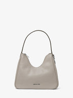Nayla Small Hobo - Pebbled Leather Pearl Grey
