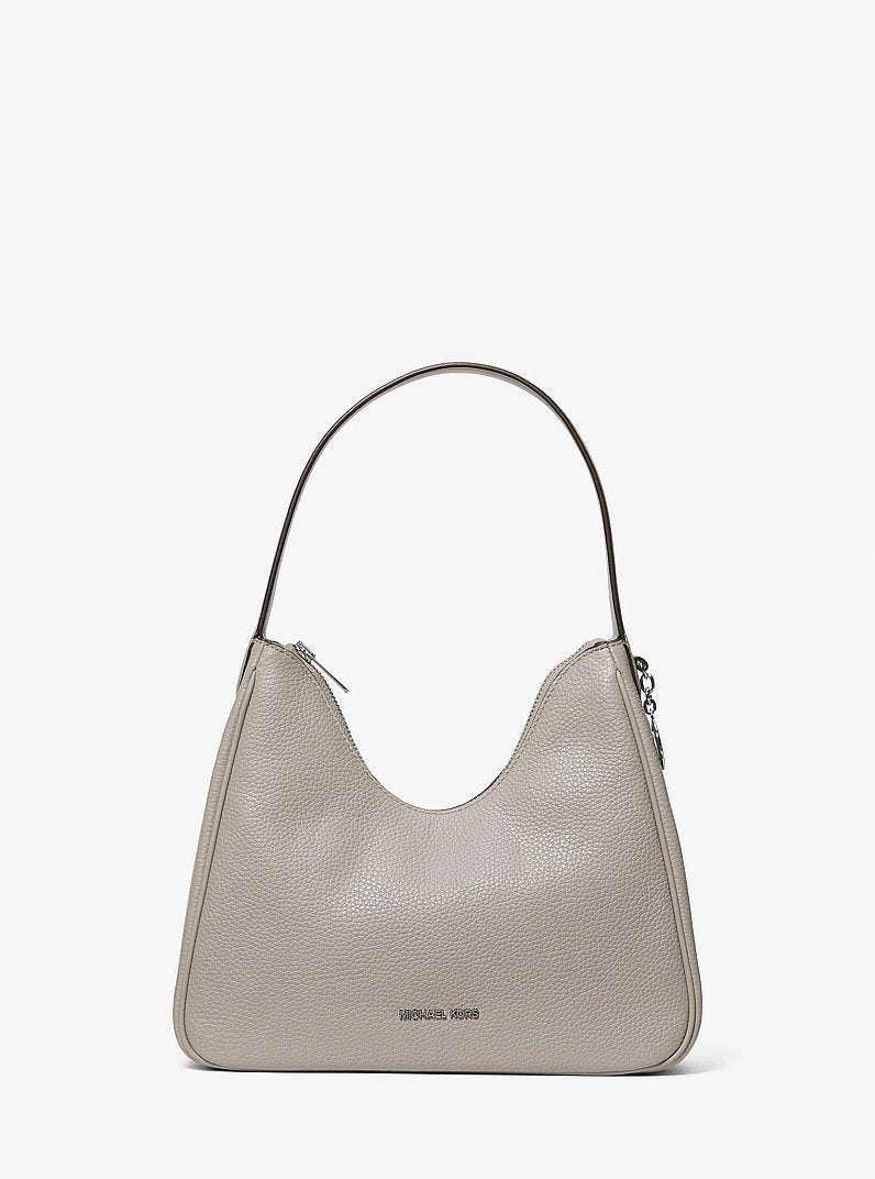 Nayla Small Hobo - Pebbled Leather Pearl Grey