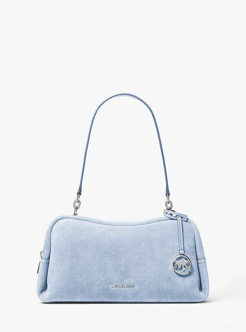 Cecily Medium Suede Shoulder Bag - Pale Ocean
