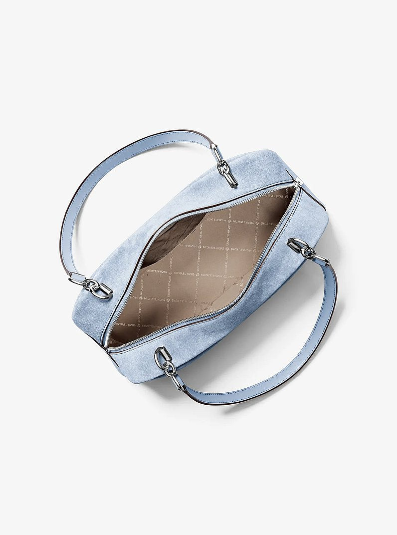 Cecily Medium Suede Shoulder Bag - Pale Ocean 2