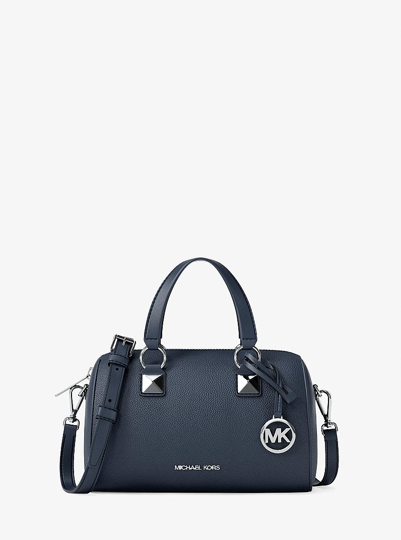 Grayson Small Pebbled Leather Duffel Crossbody Bag - Navy
