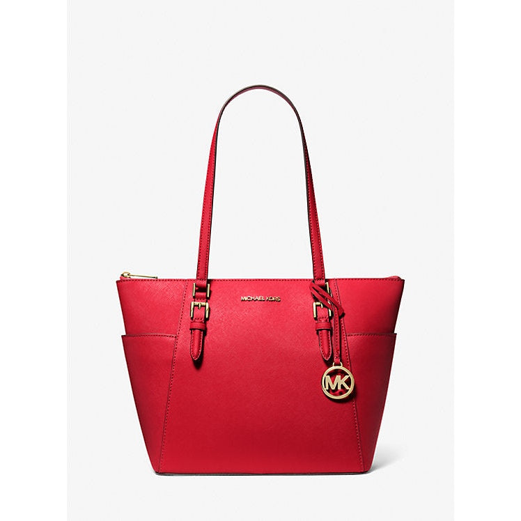 Bolso tote grande Charlotte Charlotte de piel saffiano con cremallera superior de Michael Kors