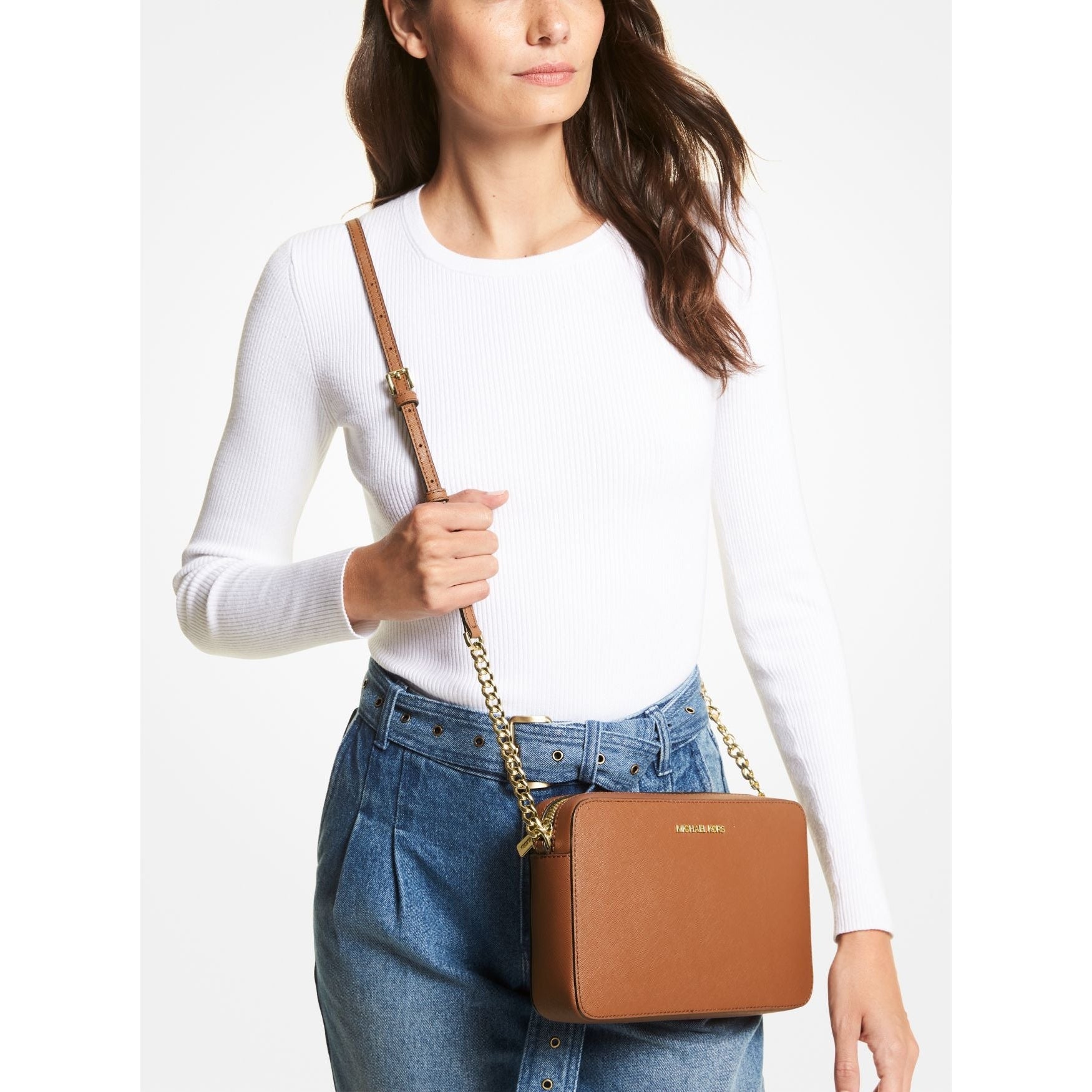 Michael Kors Jet Set Large Saffiano Leather Crossbody Bag