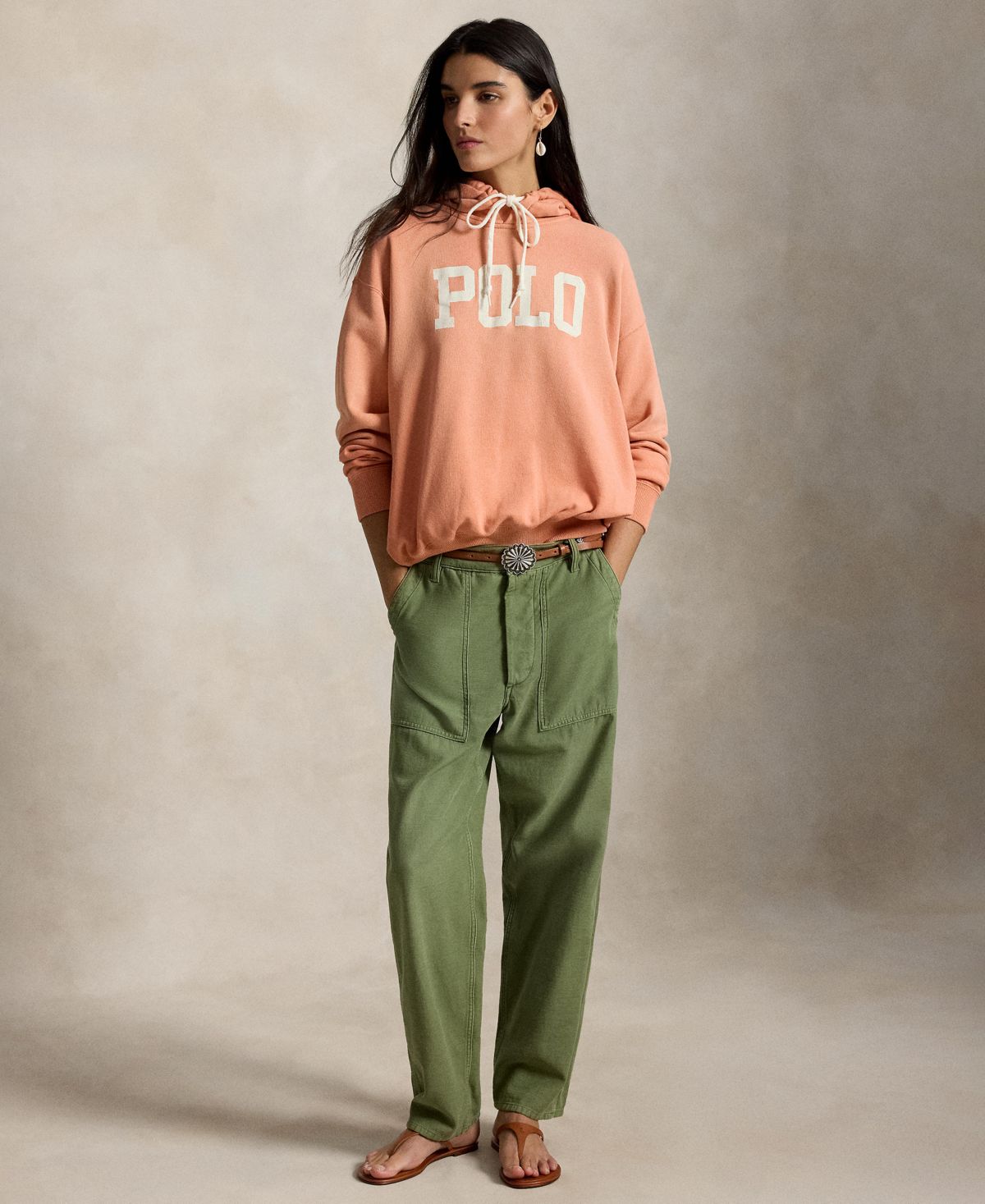 Ralph Lauren Women's Crewneck Lightweight Logo-Print Hoodie - Pastel Coral