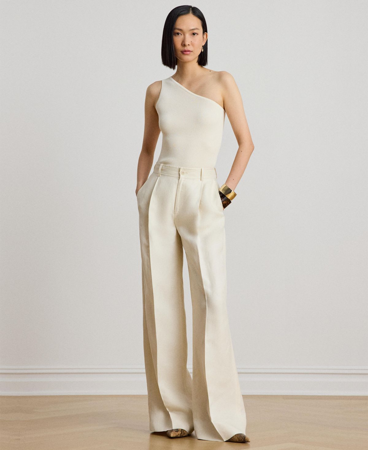 Ralph Lauren Women's Rib-Knit One-Shoulder Sweater - Mascarpone Cream