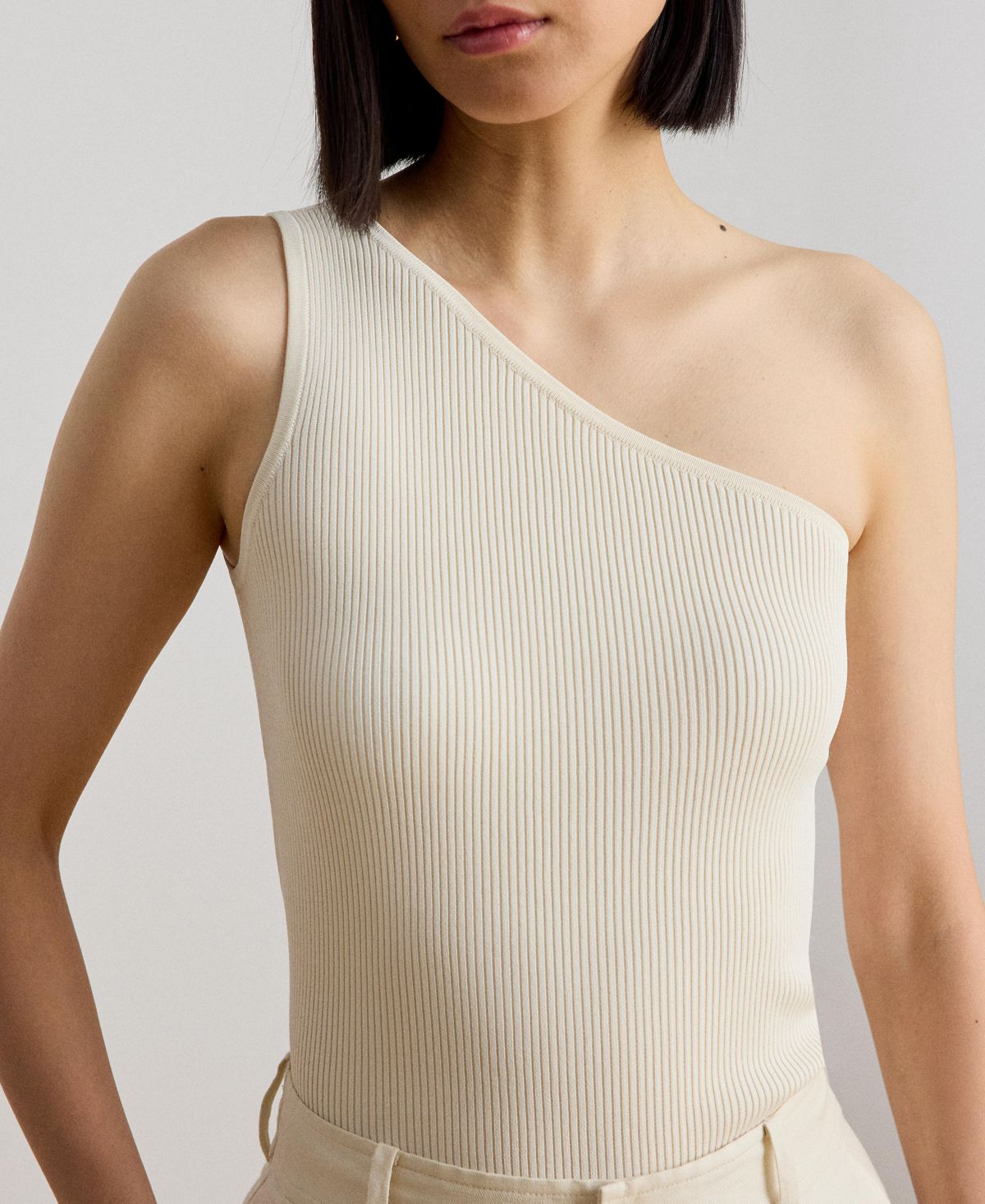 Ralph Lauren Women's Rib-Knit One-Shoulder Sweater - Mascarpone Cream