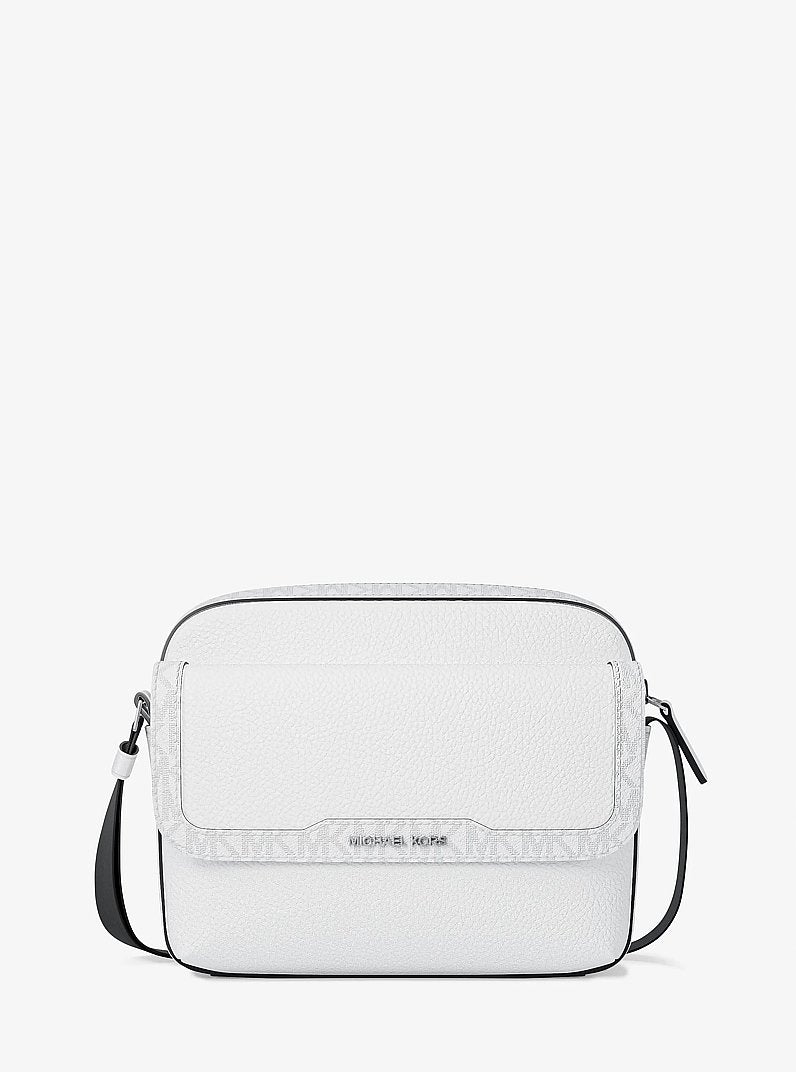 Michael Kors Cooper Medium Pebbled Leather and Signature Logo Camera Crossbody Bag