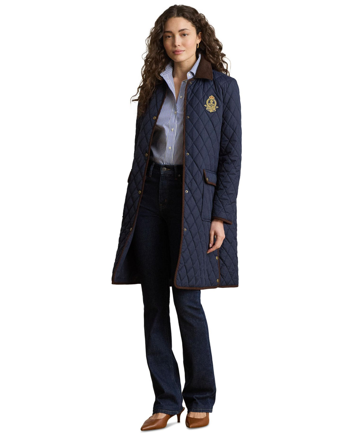 Ralph Lauren Women's Collared Coat - Dark Navy