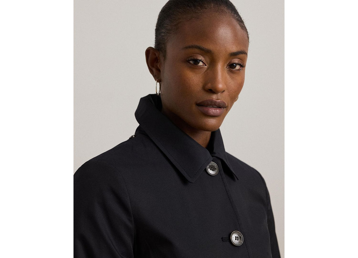 Ralph Lauren Women's Hooded Water-Resistant A-Line Raincoat - Dark Navy