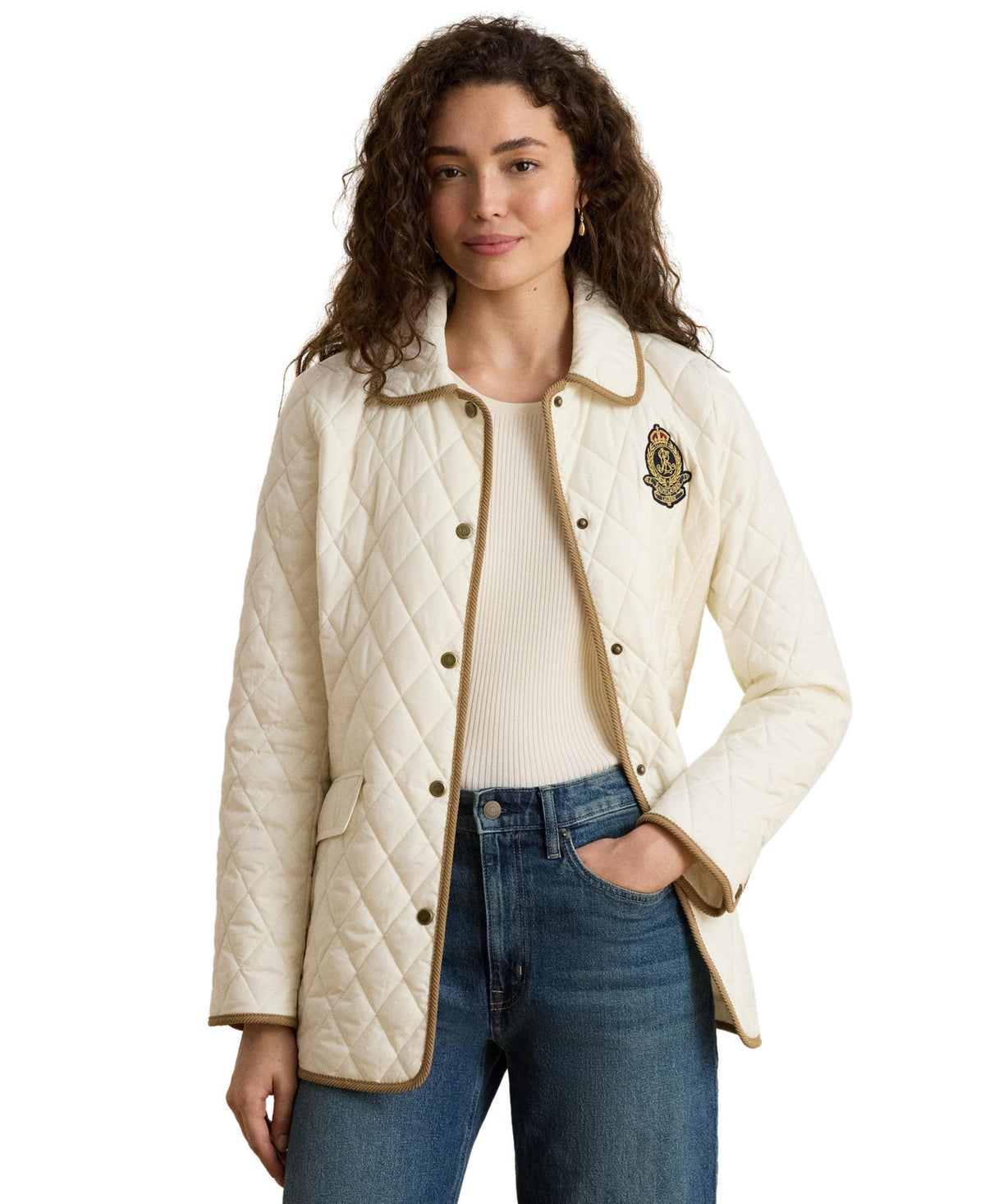 Ralph Lauren Women's Crested Quilted Jacket - Cream
