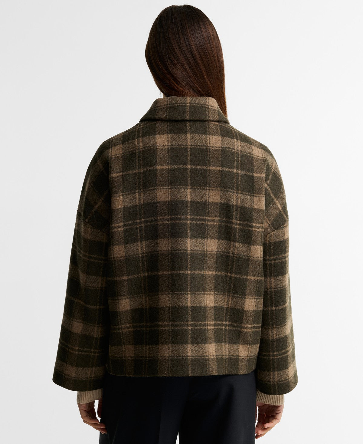 Barbour Women's Myla Check Wool-Blend Lined Coat – Olive/Biscuit Check