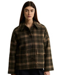 Barbour Women's Myla Check Wool-Blend Lined Coat – Olive/Biscuit Check