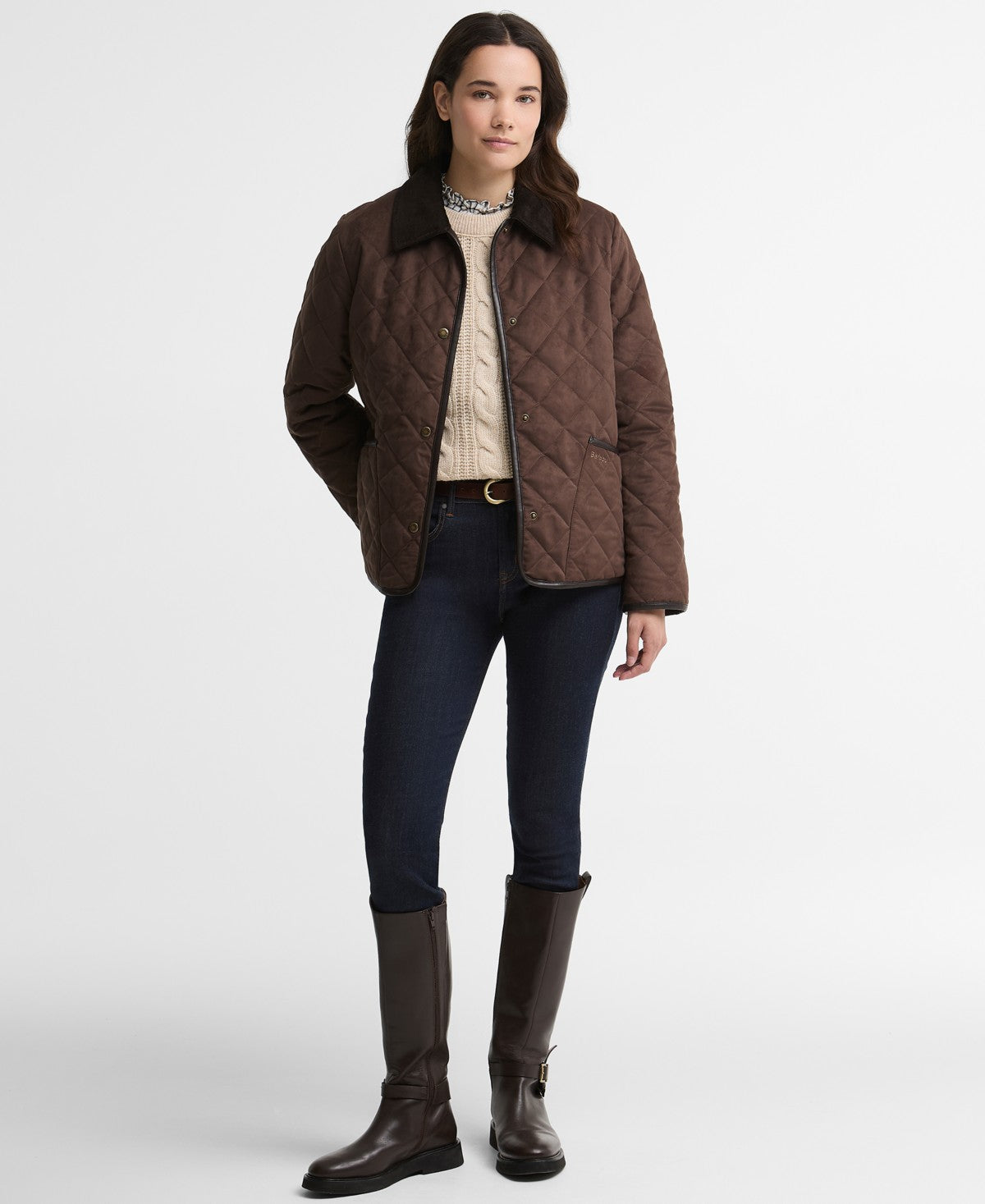 Barbour Women's Sonya Quilted Snap-Button Jacket – DK Brown/Muted