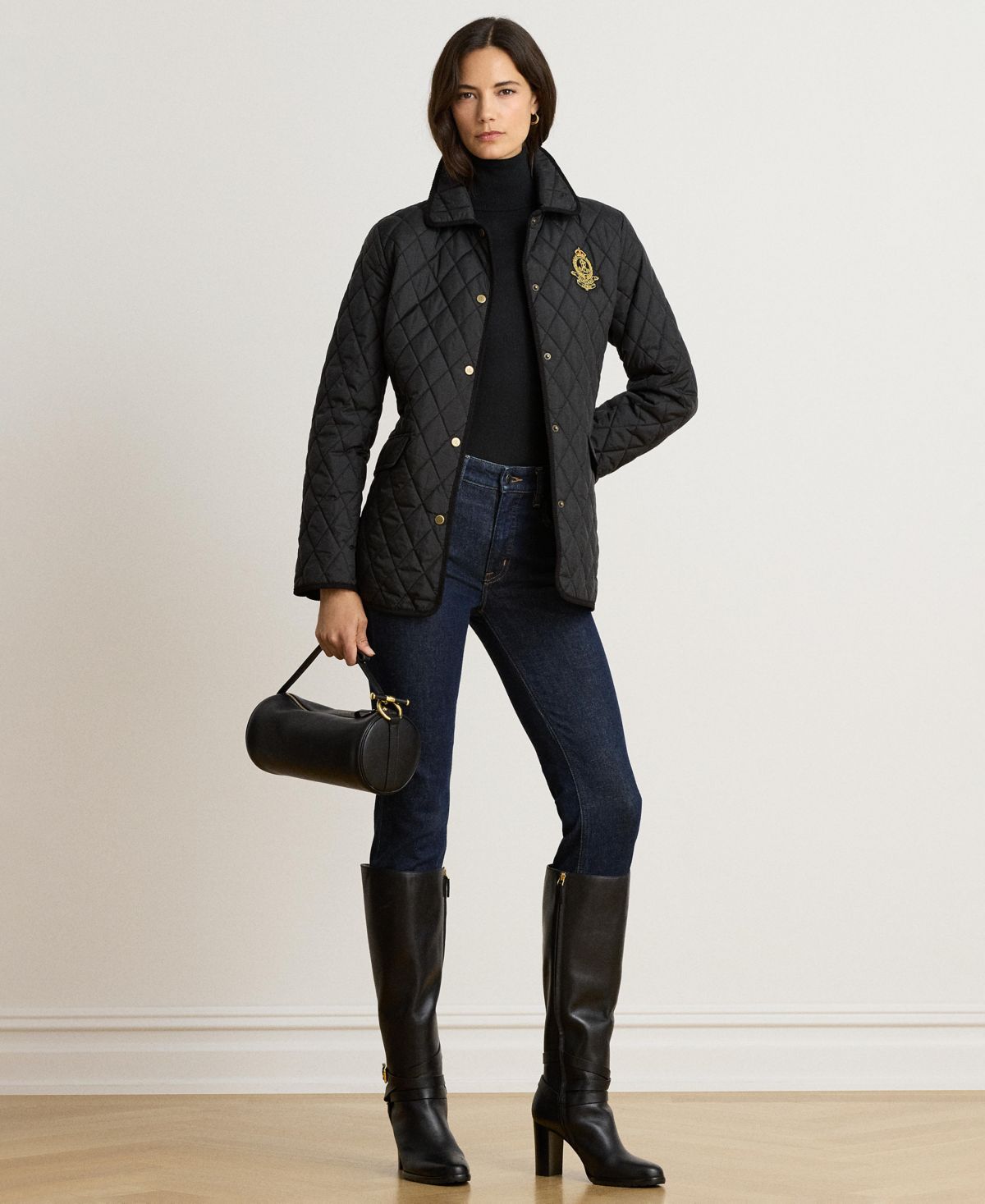 Ralph Lauren Women's Crested Quilted Jacket - Black
