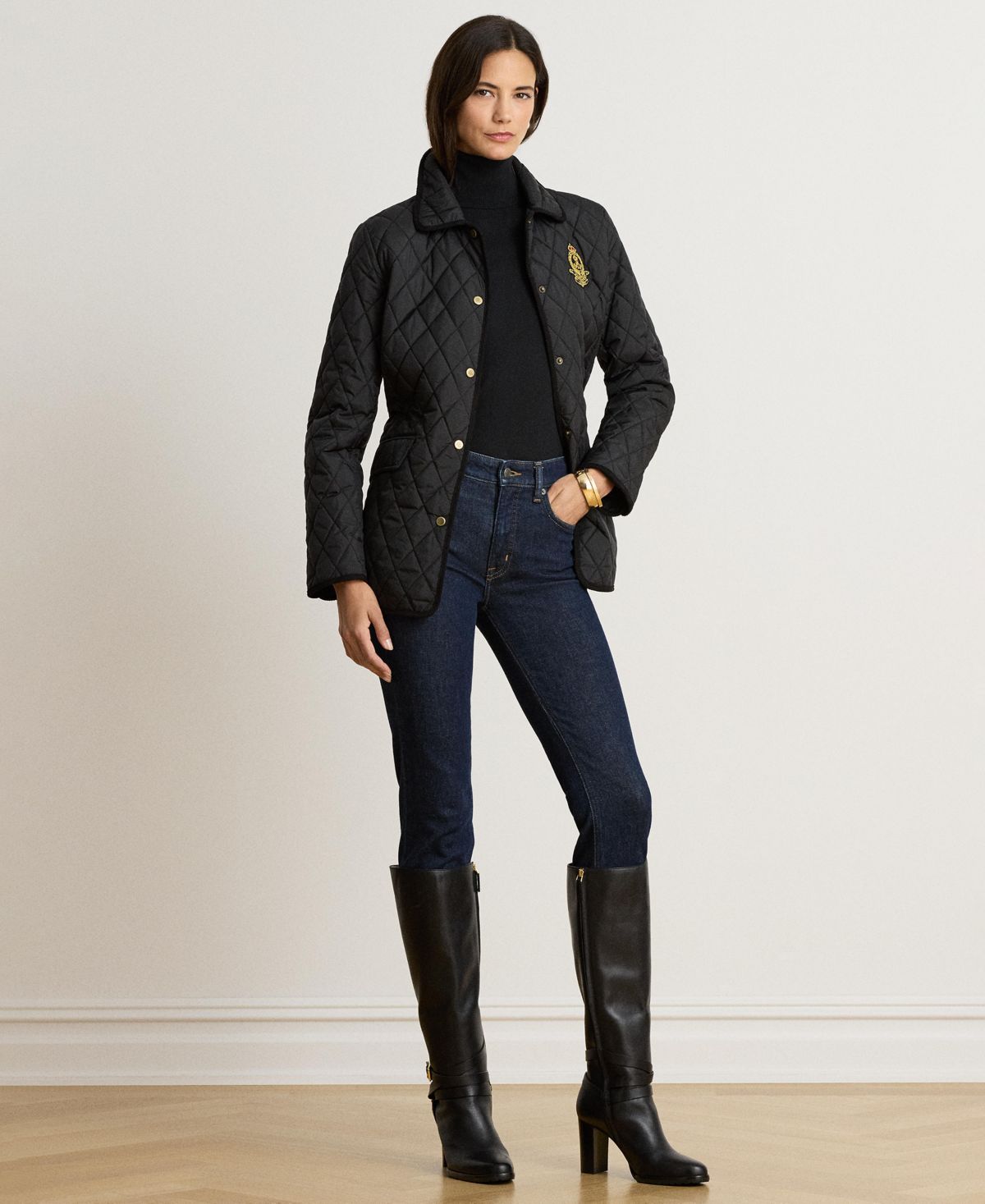Ralph Lauren Women's Crested Quilted Jacket - Black