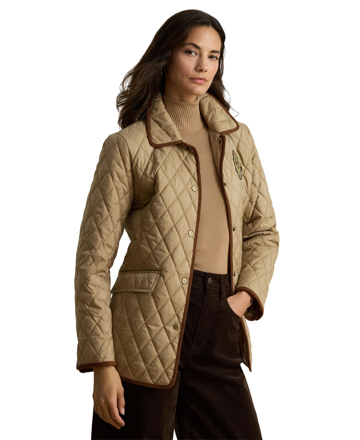 Ralph Lauren Women's Crested Quilted Jacket - Birch Tan