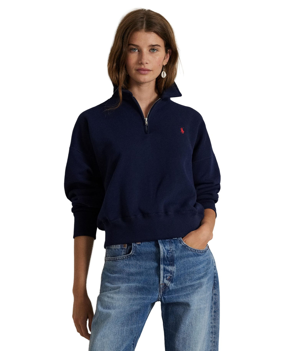 Ralph Lauren Women's Fleece Quarter-Zip Pullover - Cruise Navy