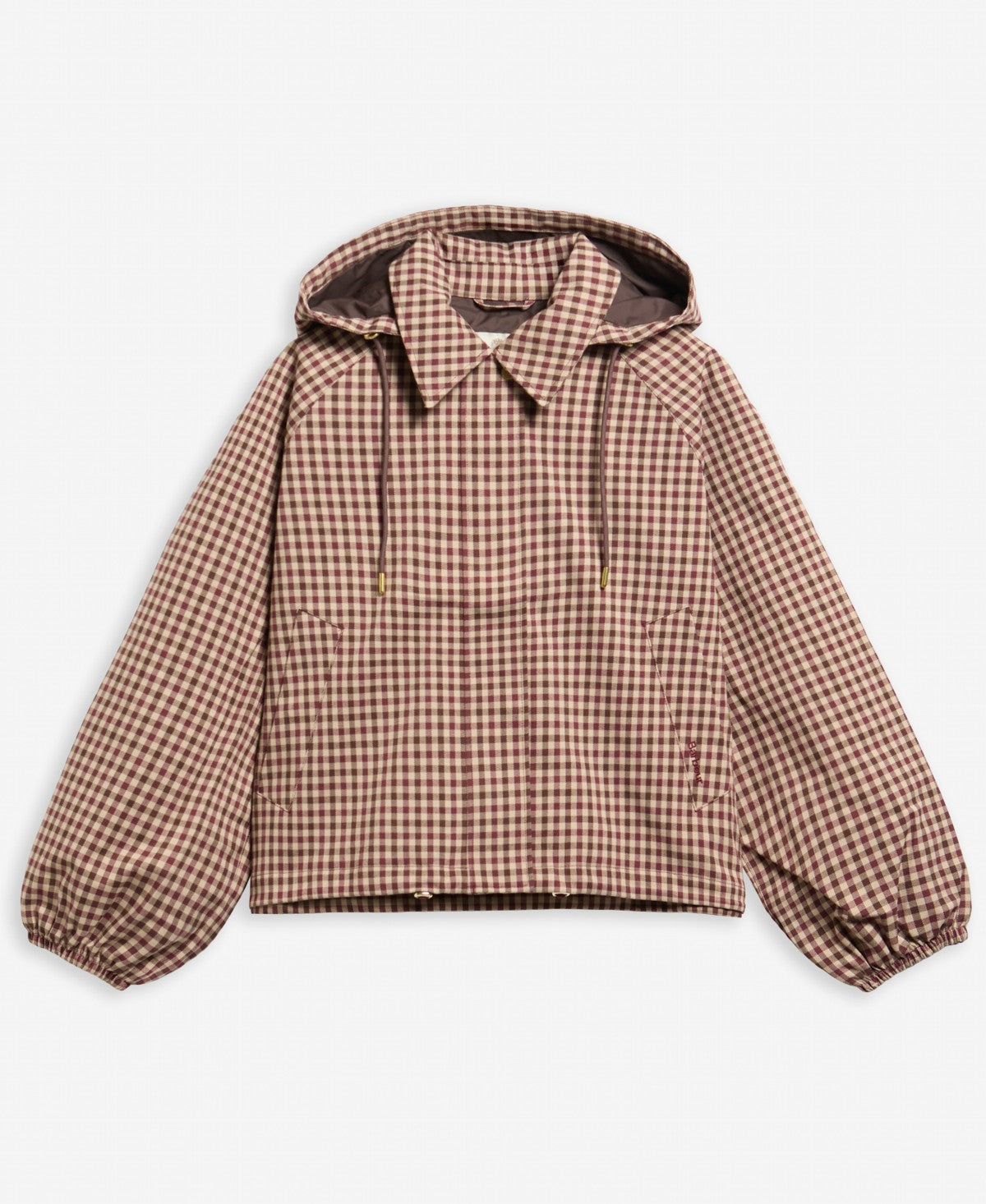Barbour Women's Audrey Gingham Hooded Raincoat – Cranberry Brown Gingham