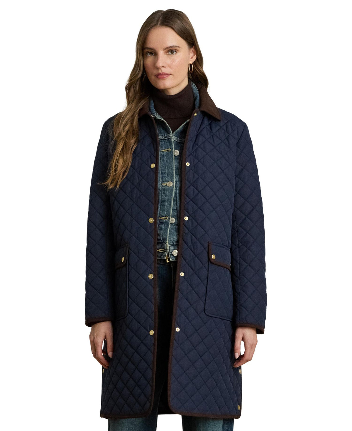 Ralph Lauren Women's Quilted Coat - Dark Navy