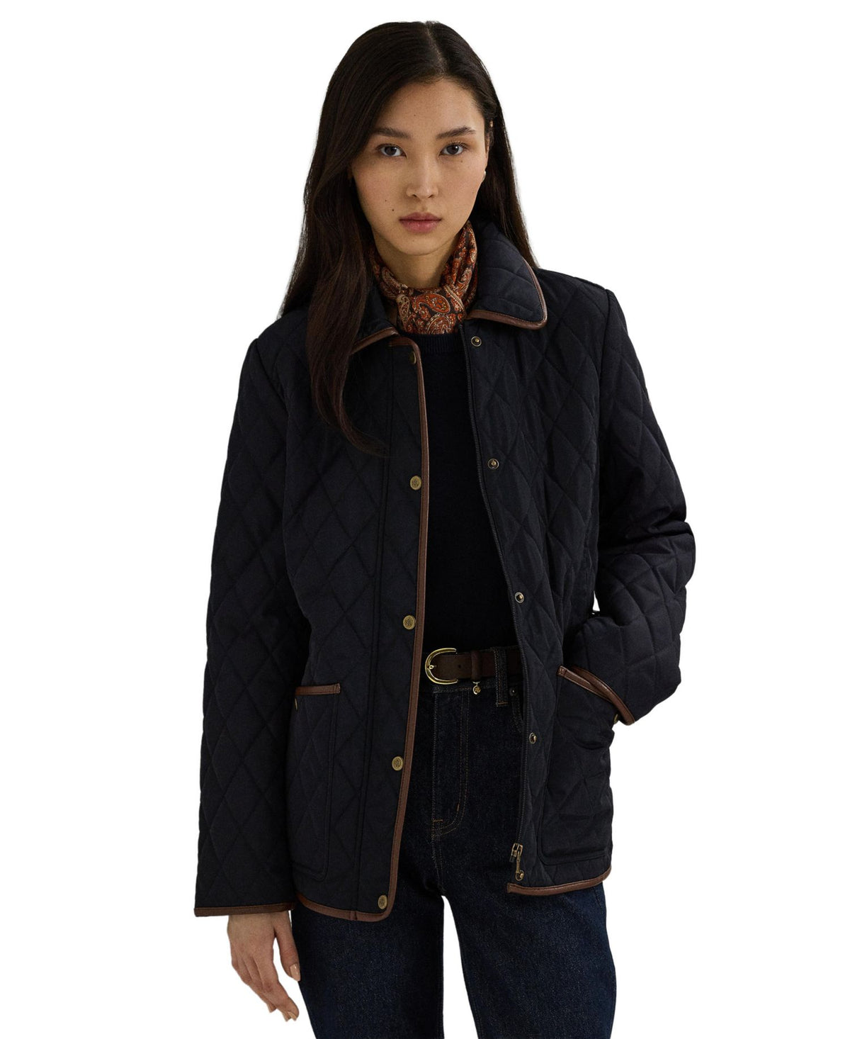 Ralph Lauren Women's Quilted Velboa-Lined Jacket - Dark Navy
