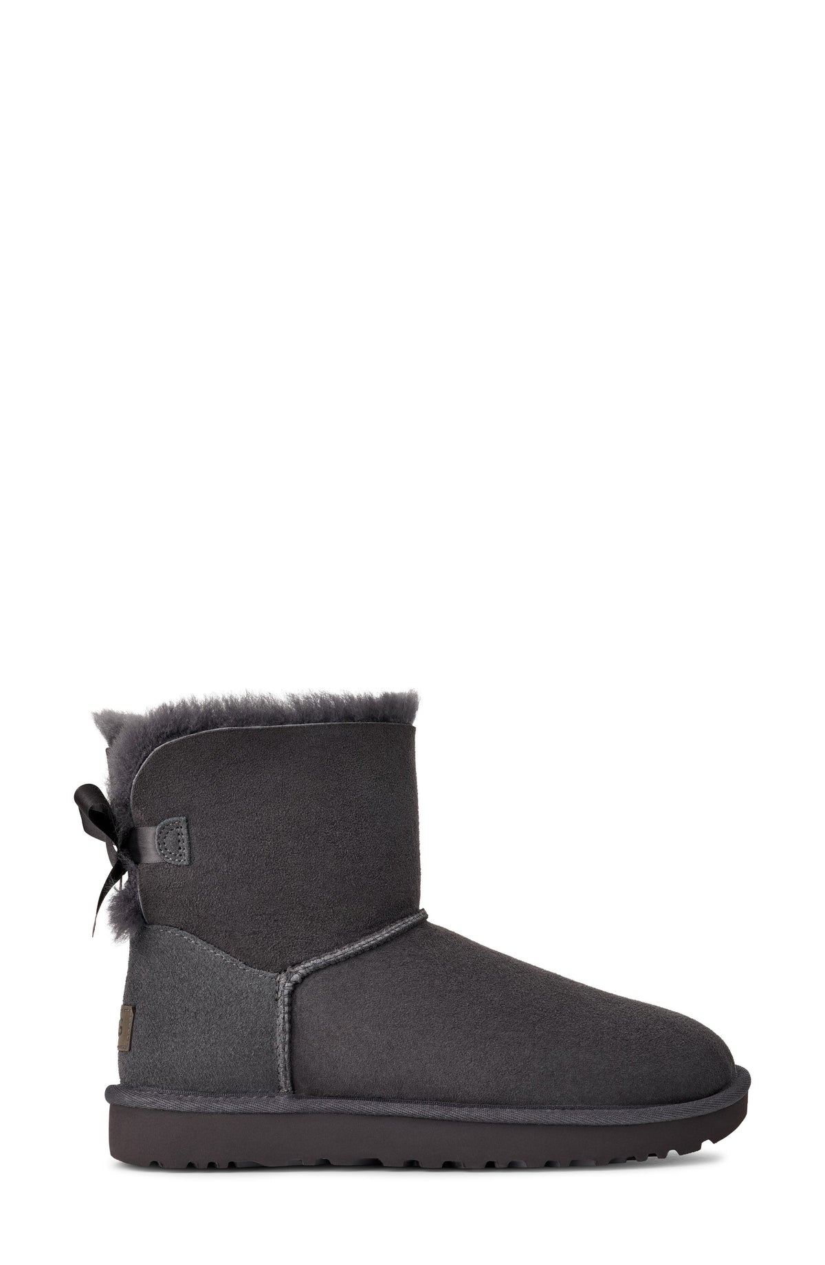 UGG Mini Bailey Bow II Genuine Shearling Bootie Obsidian side